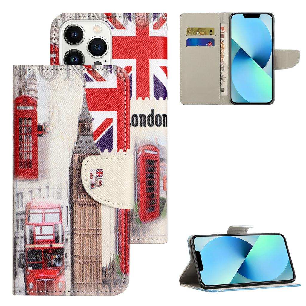 For iPhone 16 Pro Case Pattern Printing Cross Texture Phone Leather Cover