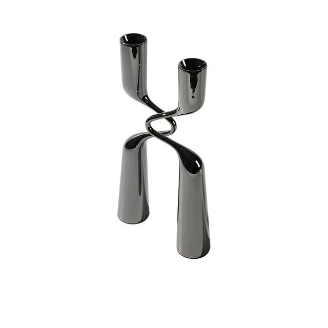 Silver Candle Holder Metal Candelabra Luxury Double Headed Center Table Candle Holders Living Room Home Decoration Gift Ideas