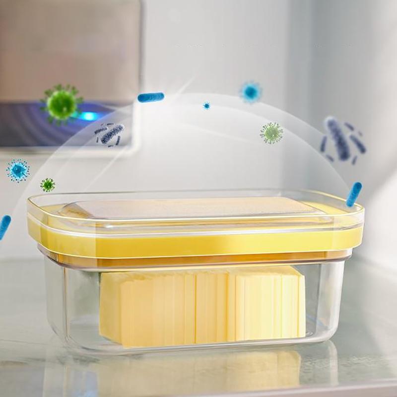 Máselnička Nádoba na máslo S kráječem, Průhledná Vzduchotěsná Kráječ na máslo pro snadné krájení a skladování