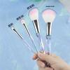 4-Piece Crystal Handle Makeup Brush Set: Eyeshadow, Foundation, Powder, Contour, and Eyebrow Brushes.