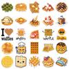 50 Creative Waffle Food Stickers for Notebooks & Power Banks - No Cutting Needed