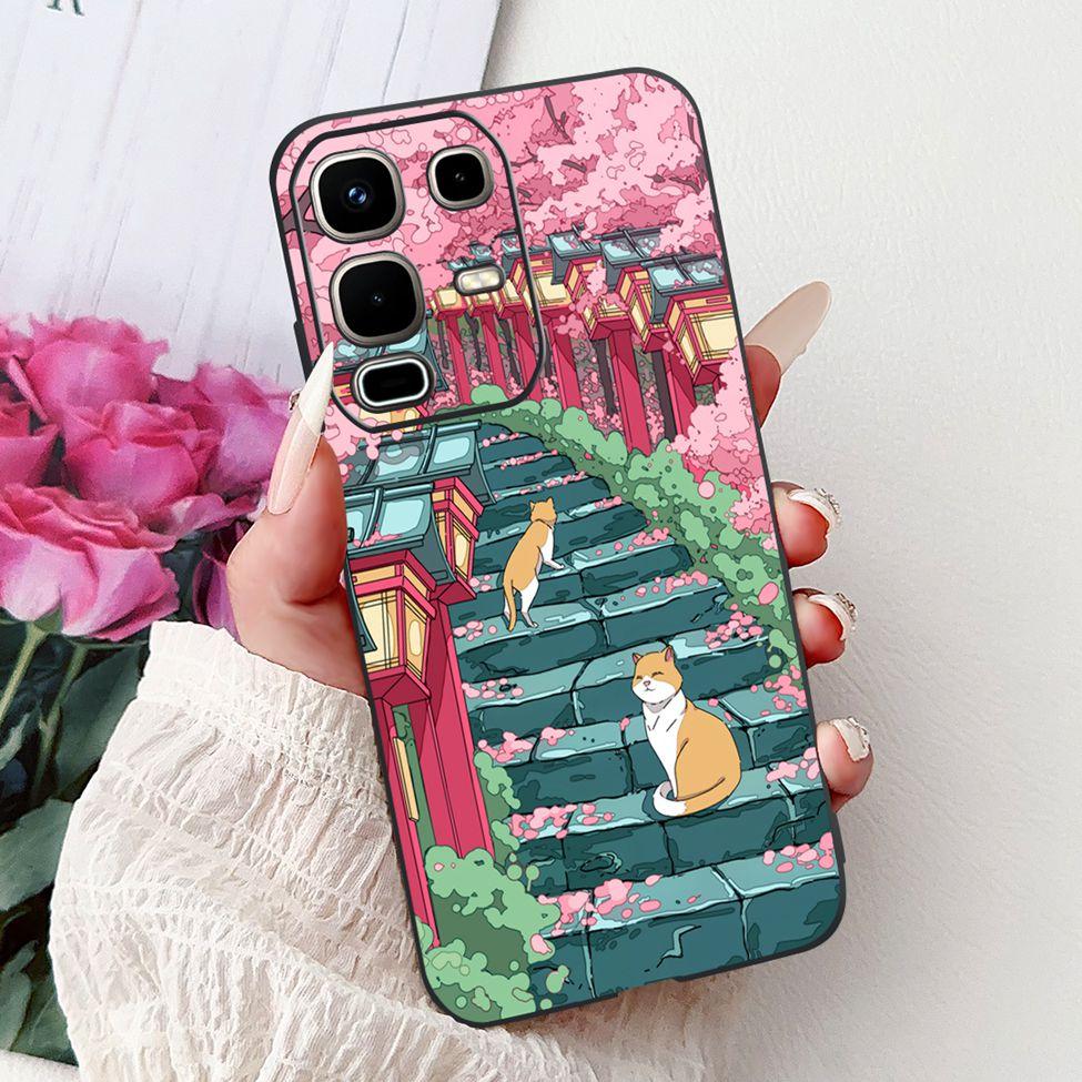 Per Infinix Note 50s X6870 Cover Posteriore Per Infinix Note 50s 5G Custodia Silicone Moda Lusso Fiori Gatto Carino Dipinto Divertente Paraurti
