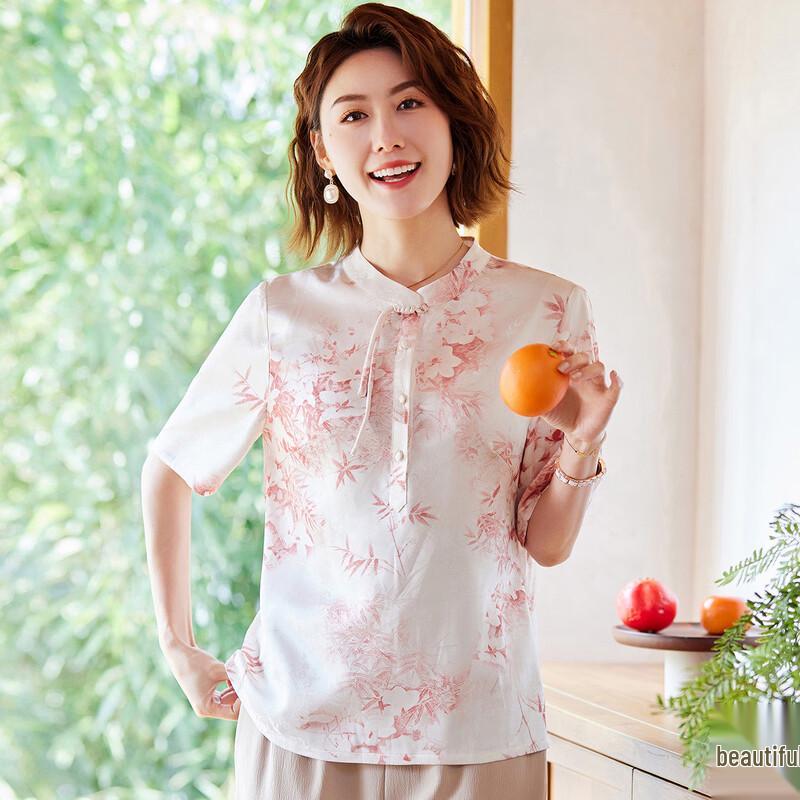 New Chinese Style Printed Five-Sleeve Shirt