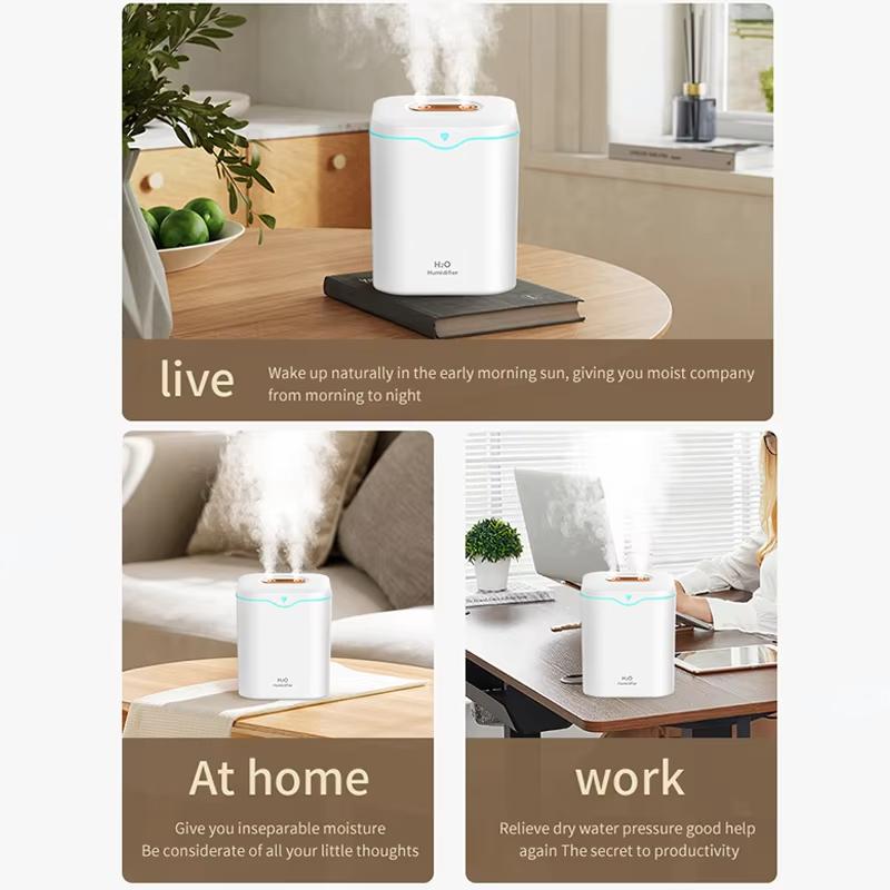 Large Capacity 2L Double Spray Humidifiers USB Ultrasonic Silent Diffuser Cool Mist Maker Air Purifier for Office Difusor ml