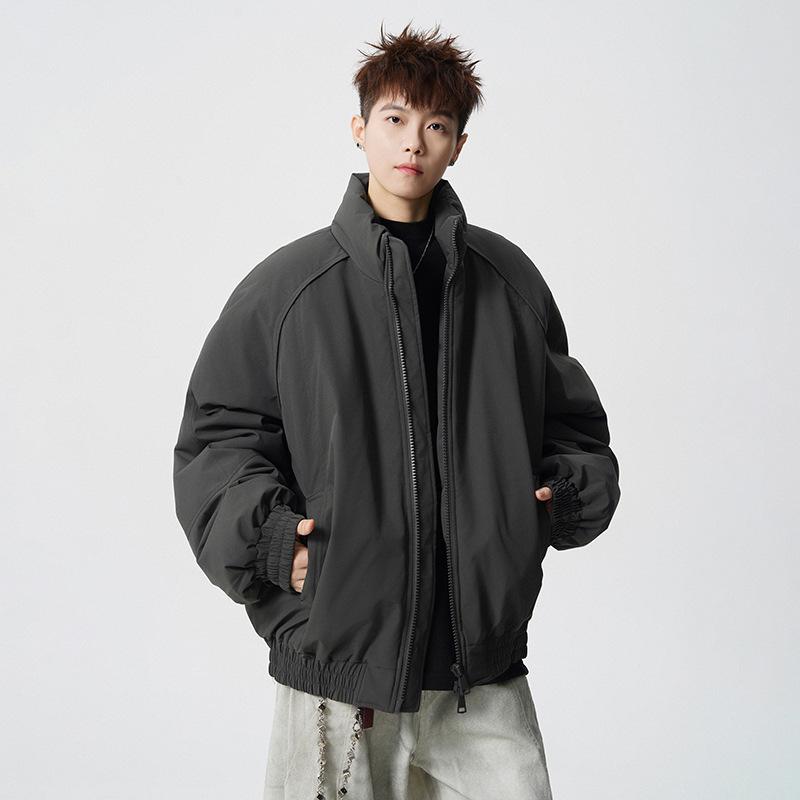 

Trendy Unisex High Street Stand Collar Cotton Jacket - Versatile Autumn Winter Style 3XL [200-220 jin] темно-сірий