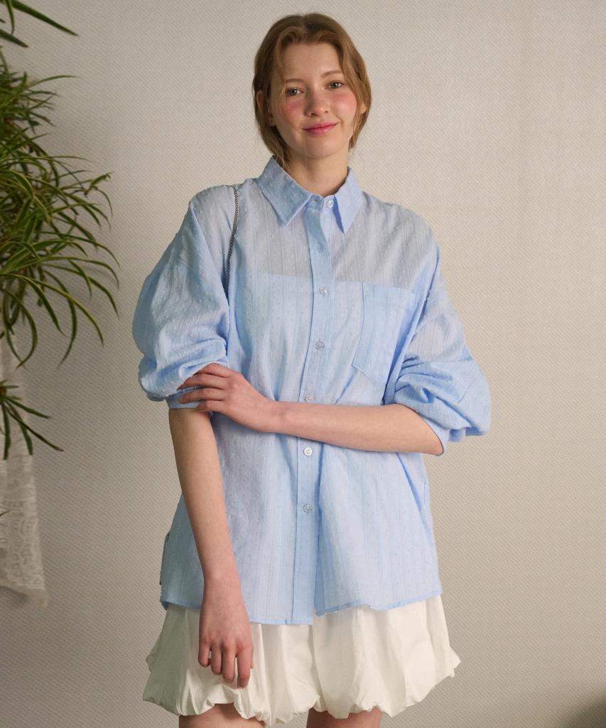LOSSYROW Jasmine Cotton Wide Shirt Blue