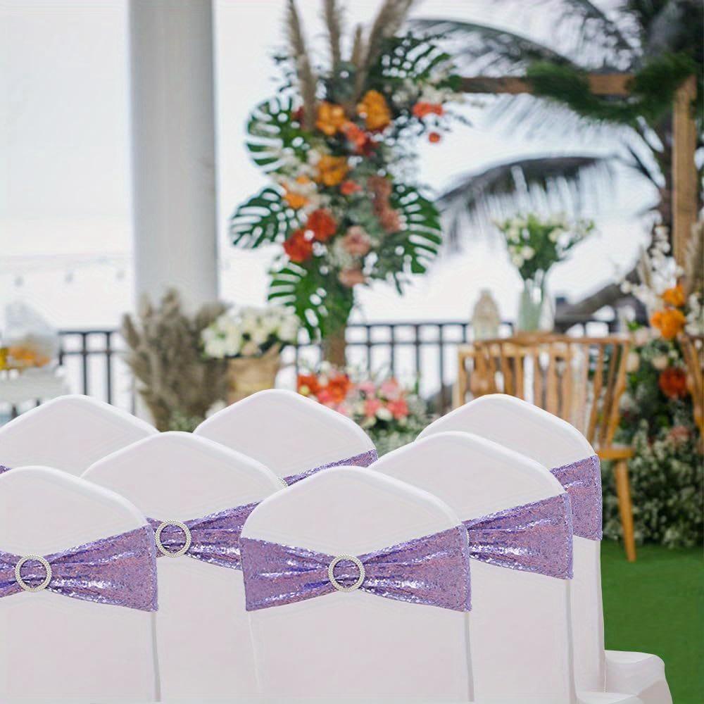 5 Pcs/set, Lavender Chair Belt Bow, Used for Wedding Receptions, Birthday Parties, and Celebrations Decoration, Lavender Chair Bow, Chair Back Flower