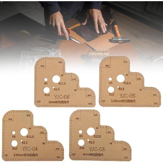 4 Pcs Circle Corner Template, Acrylic Leather Circle Corner Template DIY Leather Craft Auxiliary Cutting Ruler Stencil for Handmade Craft Making
