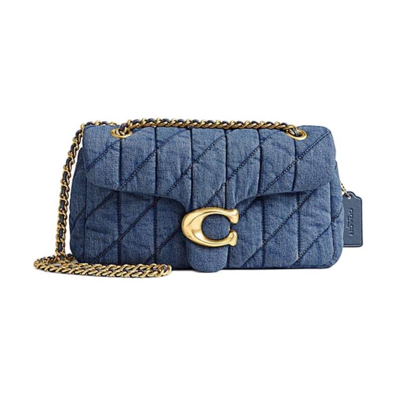 

COACH Tabby 26 Logo Sandwich Zip Bag Denim Crossbody Shoulder Bag Medium Women s Indigo синій