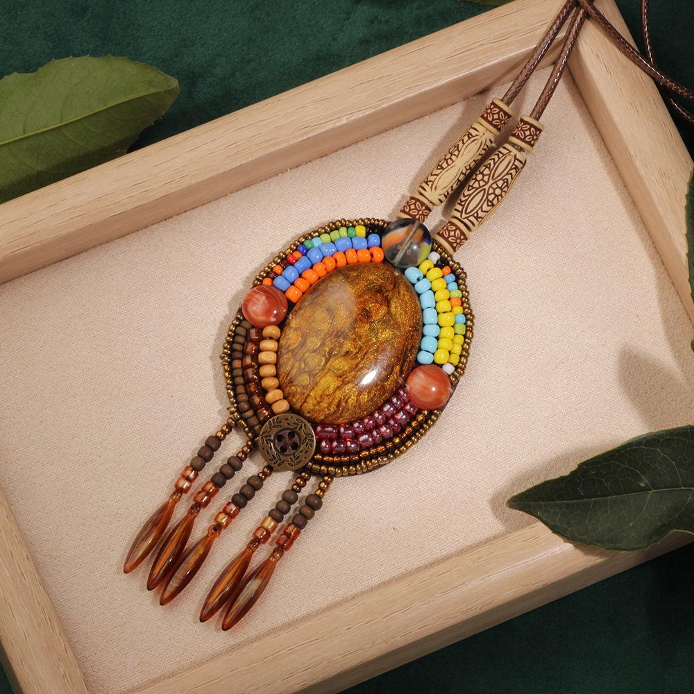 Bohemian Ethnic Leather Tassel Necklace