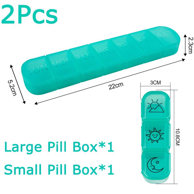 Weekly Pill Case Drug Dispense Small Reusable Plastic Containers 7 Day Daily Vitamin Containers to Hold Medicine Supplements