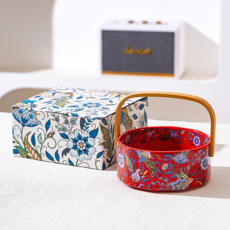 French Fruit Plate High-End Exquisite High-Value Fruit Plate Living Room Coffee Table Household Afternoon Tea Snack Plate Ceramic Basket