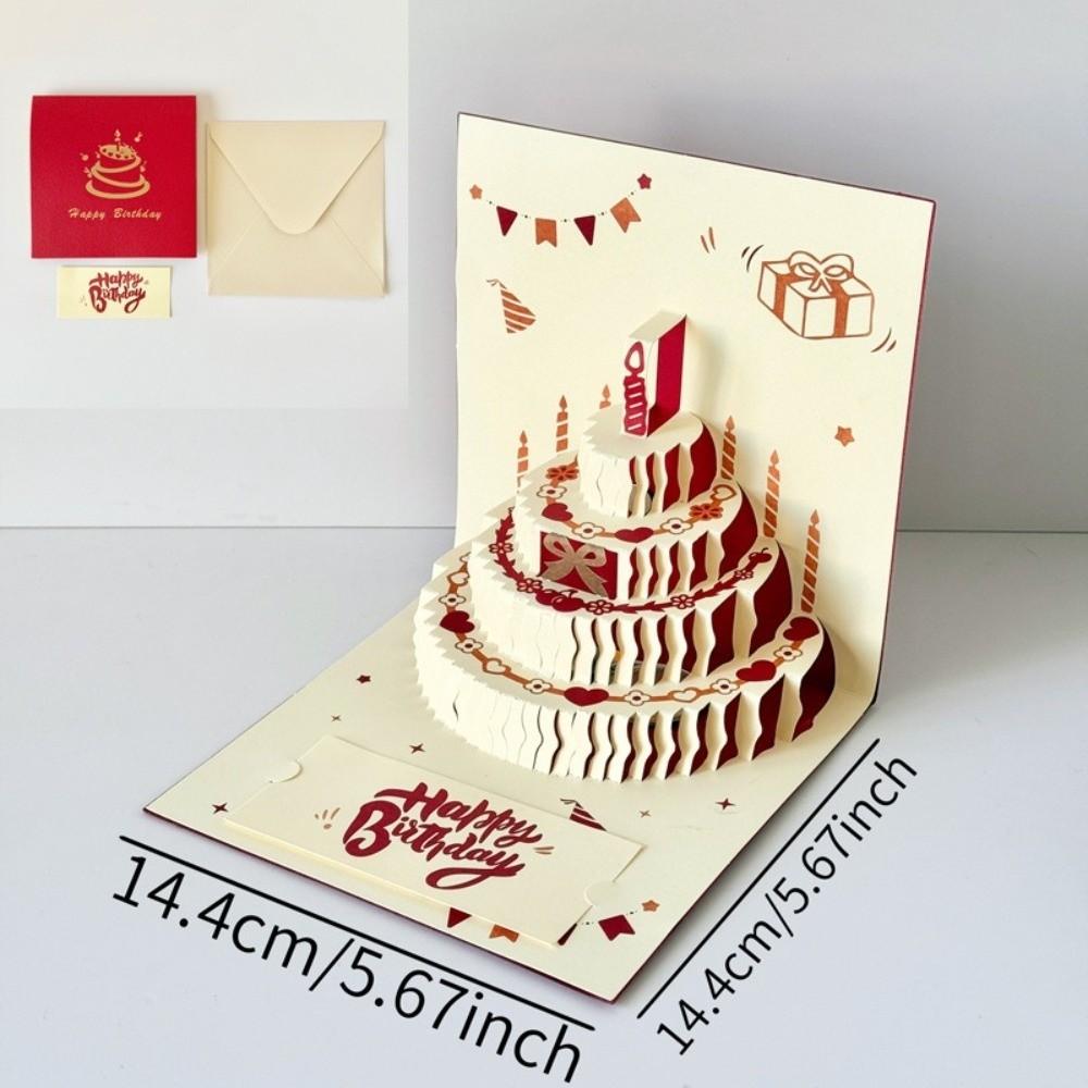 Four-Layer Cake 3D Happy Birthday Card Surprise Gift Folding Birthday Cake Card  Celebration Event