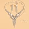 3pcs Women's Jewelry Set Rhinestone Tassel Necklace Earrings Bridal Wedding Accessories