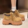 Muffin Platform Big Head Shoes Women's 2025 New Autumn Lace-up Retro British Martin Boots Versatile Casual Shoes