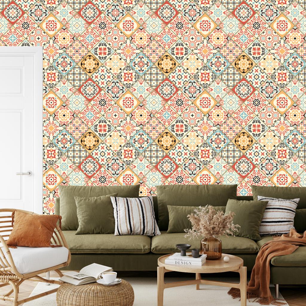 Wallpaper Imitation oriental mosaic tiles for living room and bedroom 50x1000