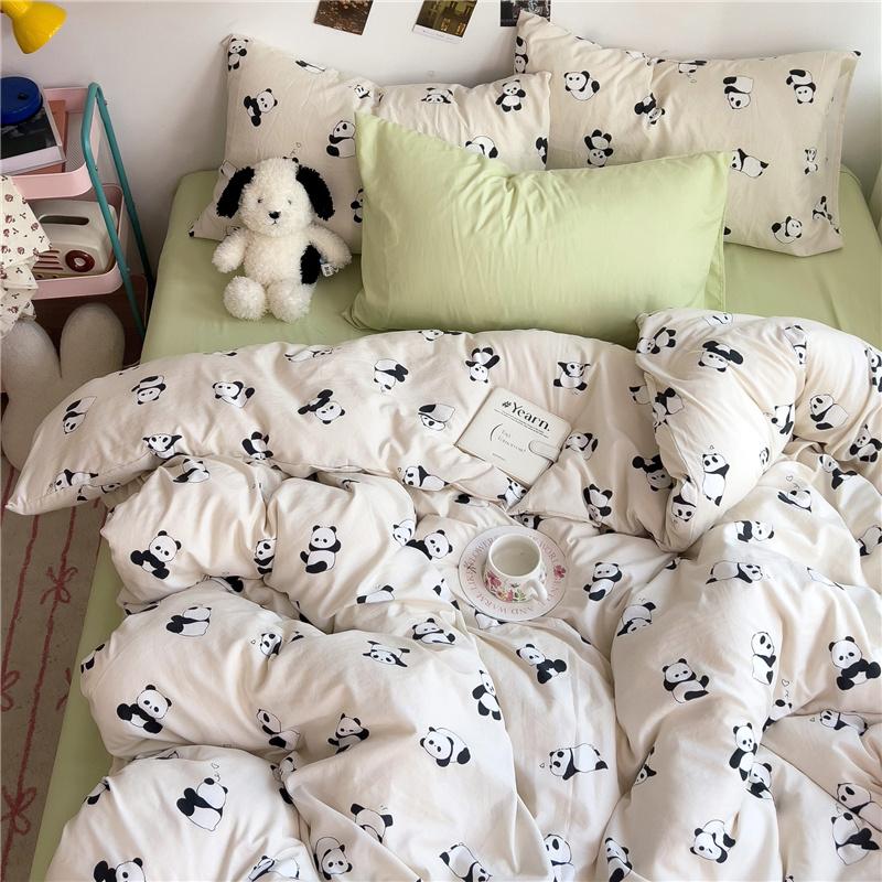 Set de lenjerie de pat 100% bumbac nor ultra-moale prietenos cu pielea set de 4 piese husă de plapumă respirabil clasa A textile de casă