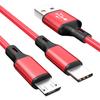 Micro USB Nylon Braided Charging Wire Fast Charge Cable Y Splitter Phone Charge Cord Charger Cable