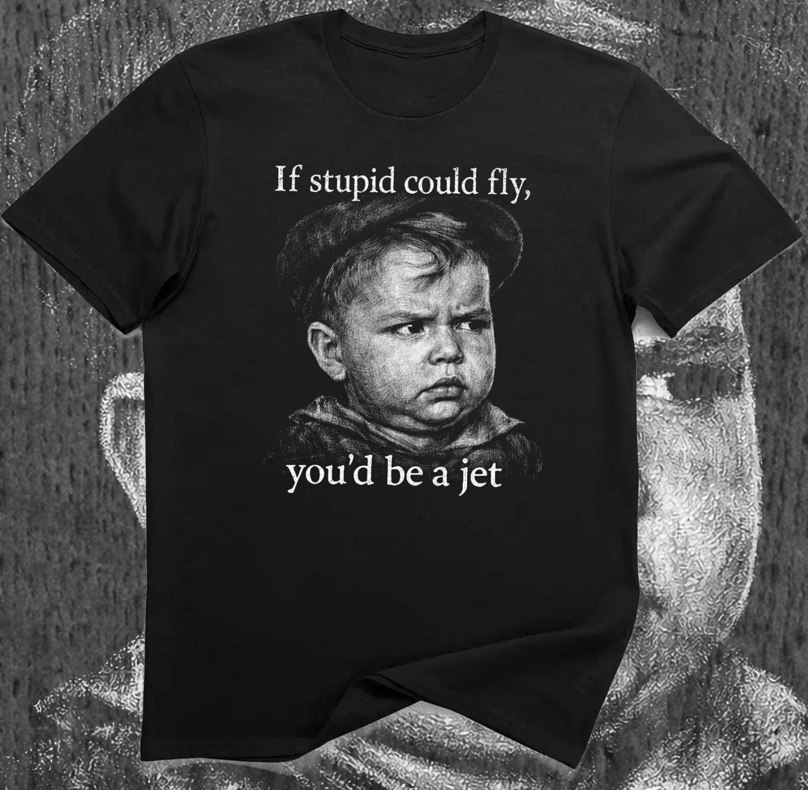If Stupid Could fly, You’d be a Jet! Funny Sarcastic Dark Humor Meme Joke T-Shirt 2XL