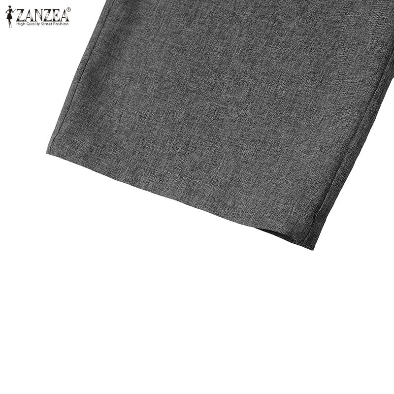 ZANZEA Women Short Sleeve Cropped Tops and Long Pants Two Piece Suit Sets