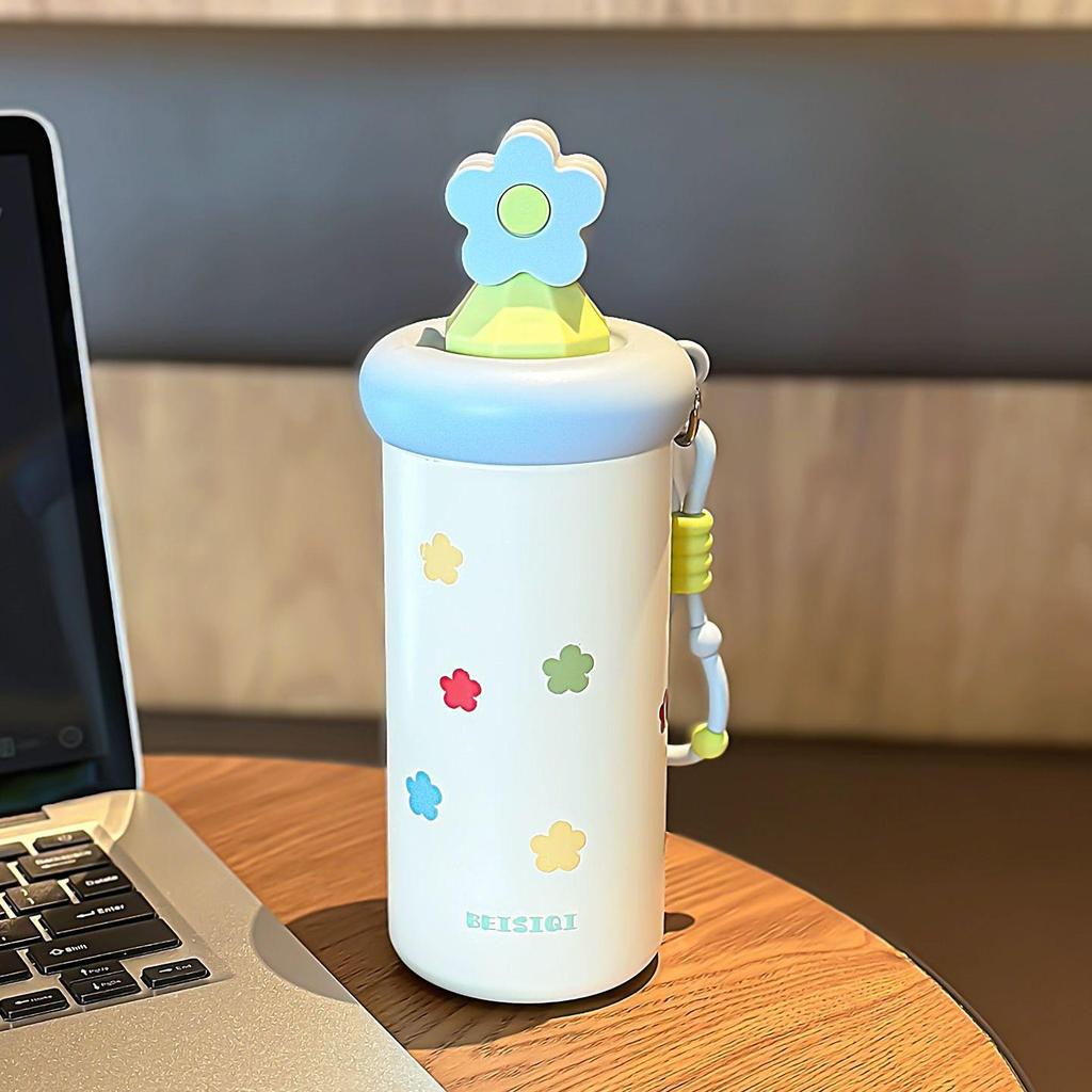 Please Straw Thermos Cup 316 Student Stainless Steel Water Cup Strap High Value Girls Large Capacity Portable Coffee