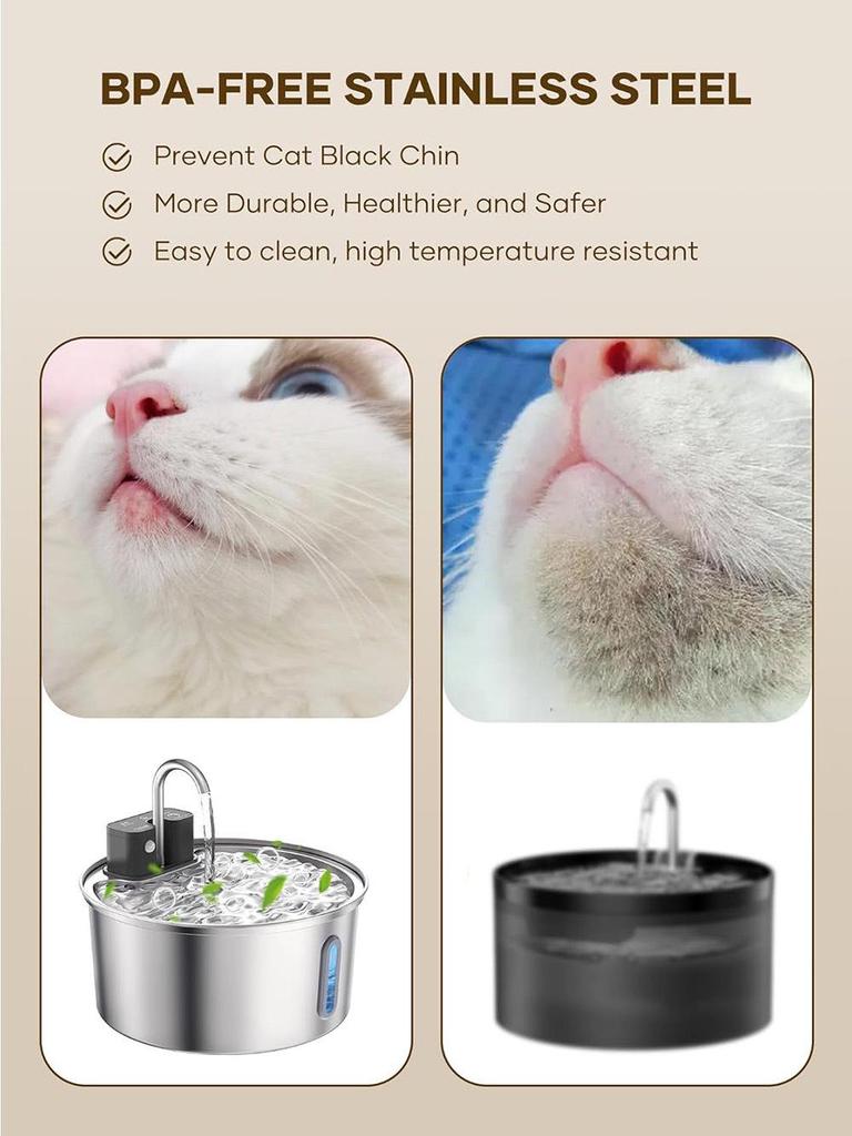 Wireless Induction Pet Water Fountain - 3.2L Infrared Stainless Steel Feeder for Cats