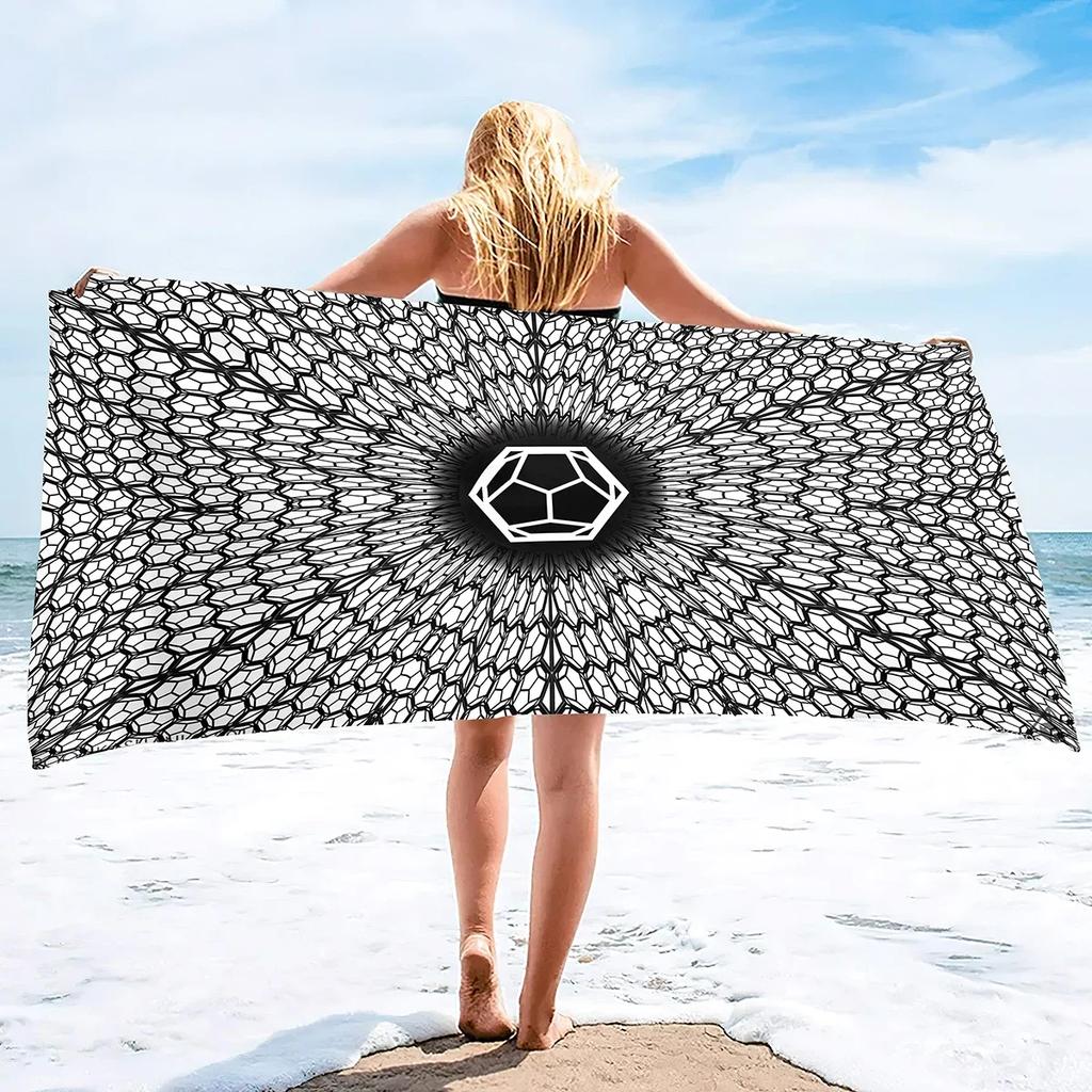3D Beach Towel,Geometry Soft Bath Towels Highly Absorbent & Quick Dry Bath Washcloths,Sand Free Beach Towels for Adults,Kids