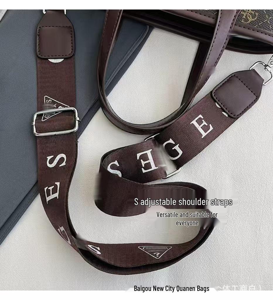 Tide Women's Fashion Tote Bag with Letter Print and Wide Shoulder Strap for Crossbody Use