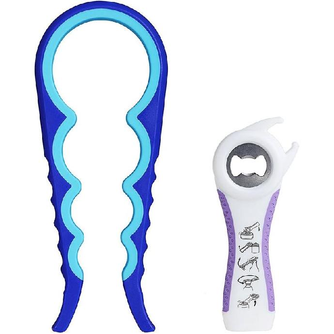 Amiaus Jar Can Opener Multifunction Bottle Lid Grippers for Weak Hand, Elderly, Seniors, Arthritis Sufferers, Blue White Purple