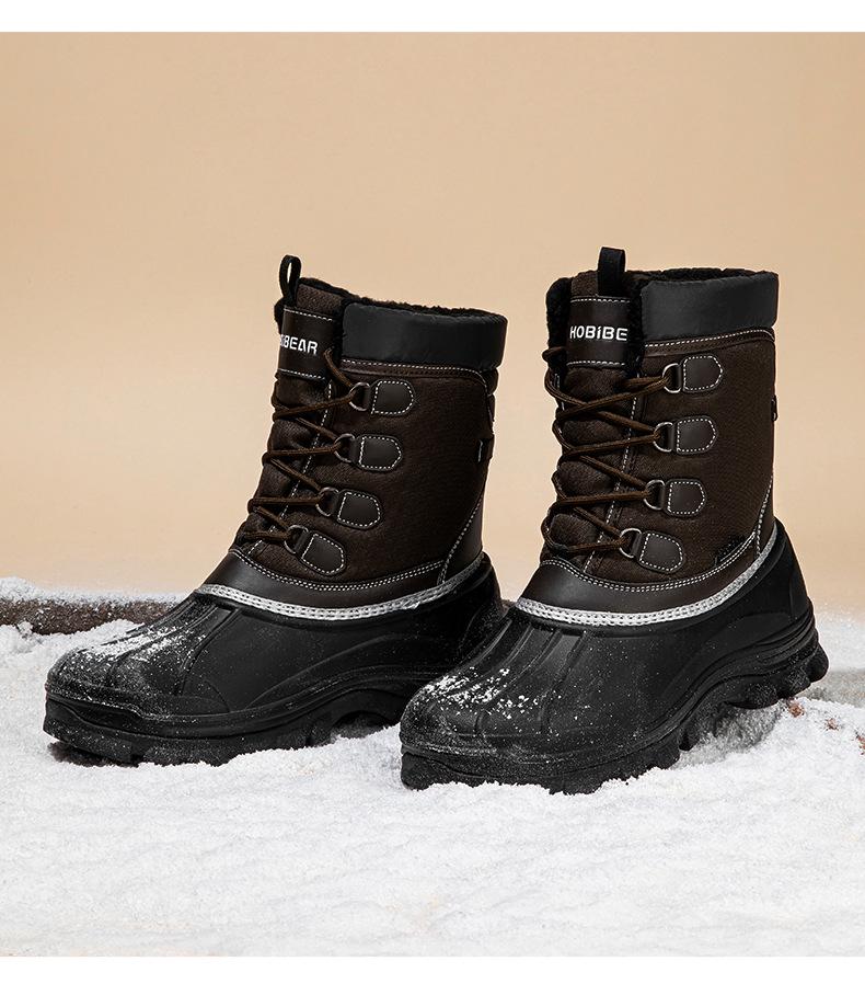 Hapi Bear Men's Mid-Calf British Style Snow Boots - Cold-Resistant Winter Cotton Boots