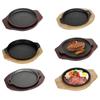 Iron burning plate Home fried steak plate Commercial barbecue pot Induction cooker gas iron pan frying pan Steak plate