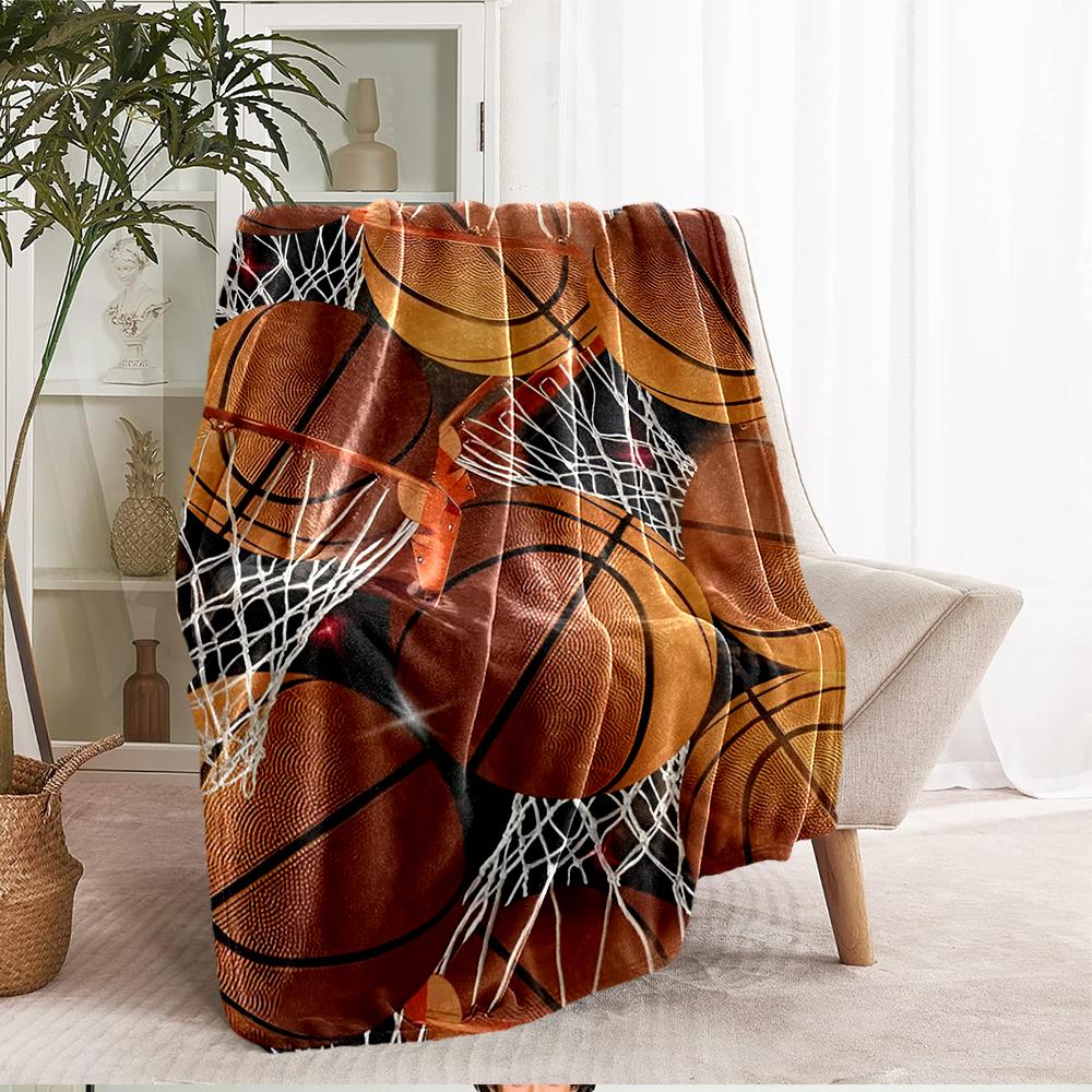 Basketball Theme Printed Blanket - Perfect for Couch, Bed, Travel & Outdoor Use | Machine Washable, Cozy & Durable.