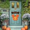 1pcs Wooden Halloween Mouse Head Pumpkin Decoration Welcome House Sign Home Window Wall Wooden Door Decoration