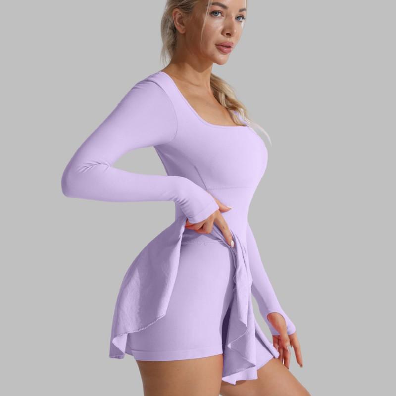 Womens Quick Dry Long Sleeve Cycling Jersey Backless Sports Dress Gym Running Yoga Activewear