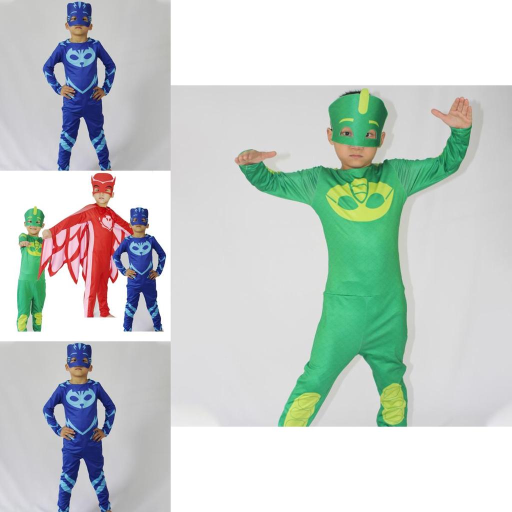 Noblekids Pj Mask Costume Featuring Colorful Catboy Owlette Gekko Jumpsuit For Kids