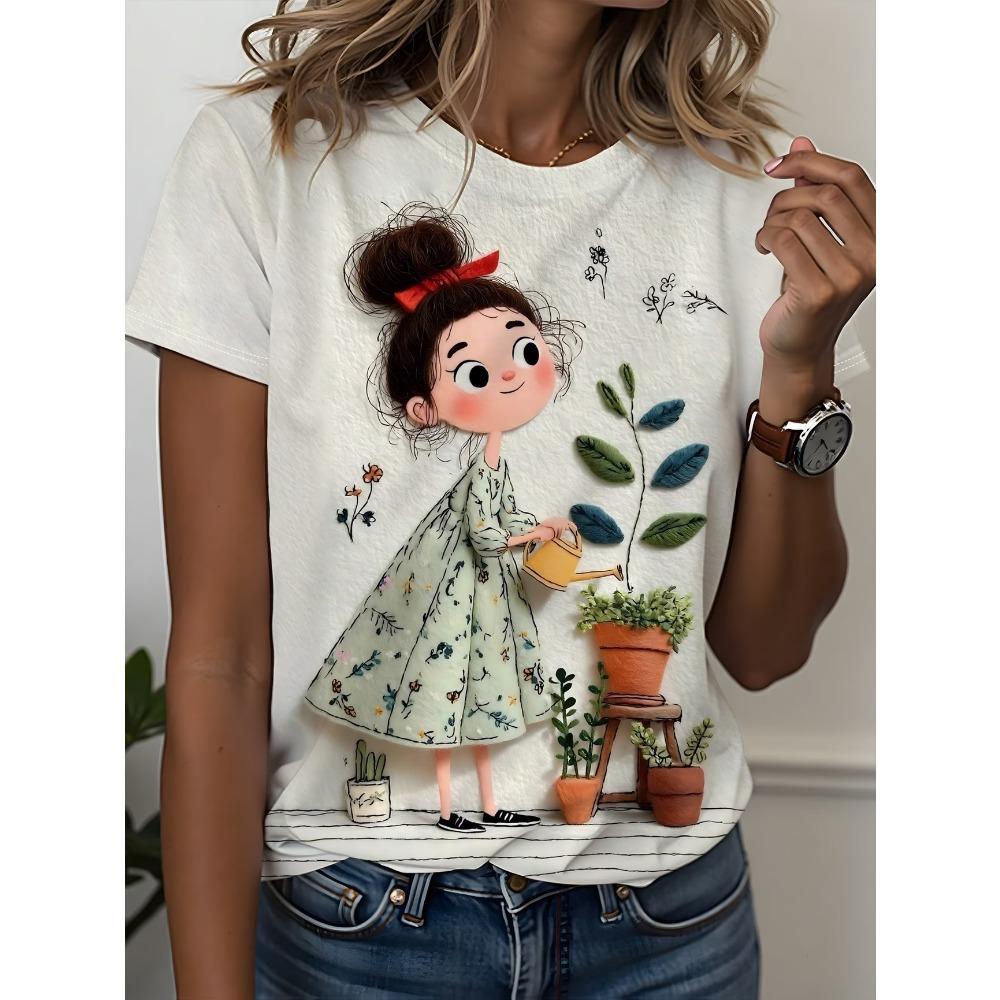 

Women s Van Gogh Inspired Starry Night Landscape Print Short Sleeve T-Shirt | Artistic Casual Top XXS