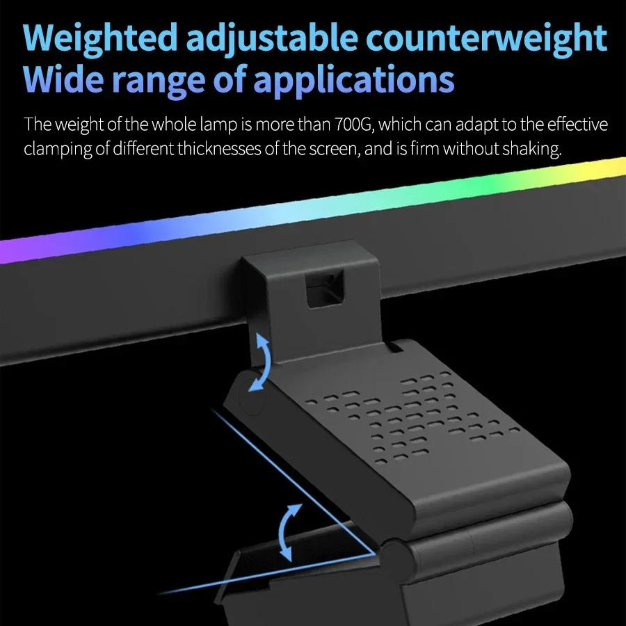 USB Computer Monitor Light Bar Stepless Dimming Screen Hanging Light RGB Backlight Gaming Atmosphere Desk Lamp Monitor Light Bar