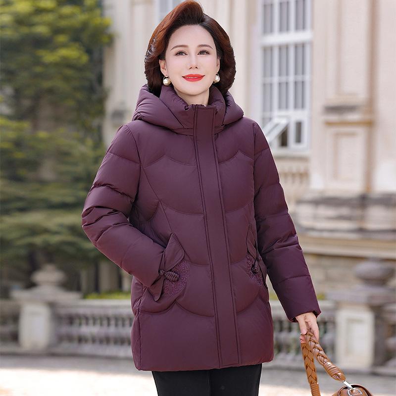 

Women s 2025 Fashion Mid-Length Down Jacket – Thick, Warm, White Duck Down, Plus Size 3XL (140-155 Jin) темно-фіолетовий колір