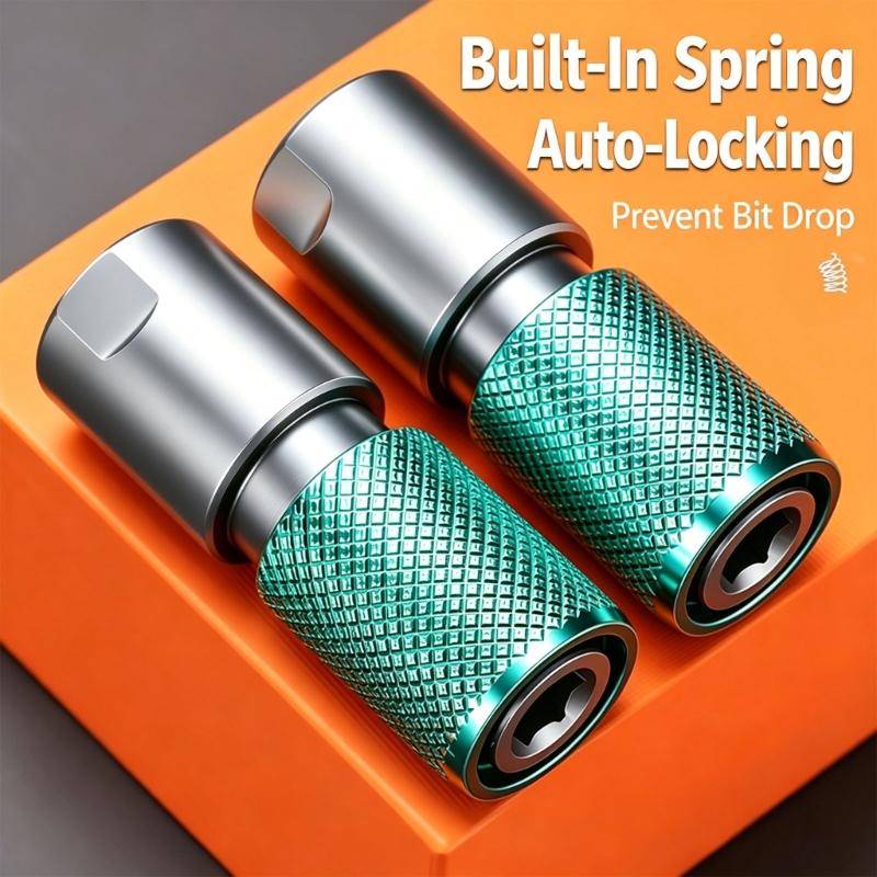 Polygonal Bit Opening Coupling Head for Drill To Screwdriver Use, Spring Retaining Collar and Knurled Grip for Repairs