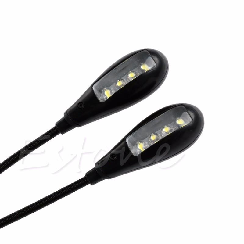 Dual for Head LED Clip Book Light Adjustable Reading Lamp Battery Operated Clip-On Reading Light for Kids Desk Bed Headb