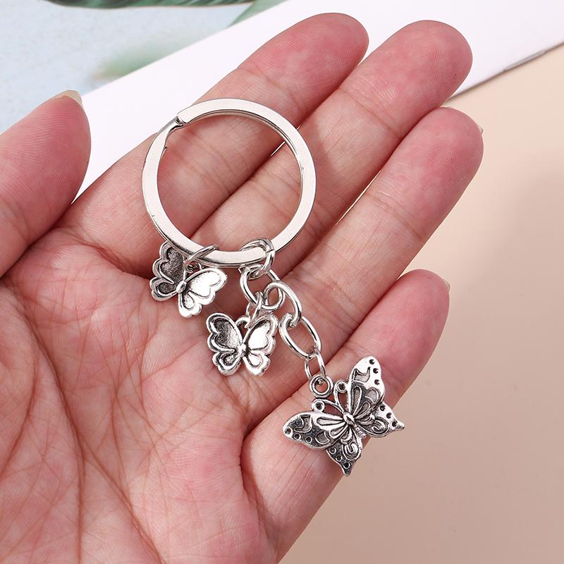 Lovely Alloy Butterfly Keychain Metal Animal Keyring Pendants for Key Holder Handbag Decor Charms DIY Jewlery Gifts