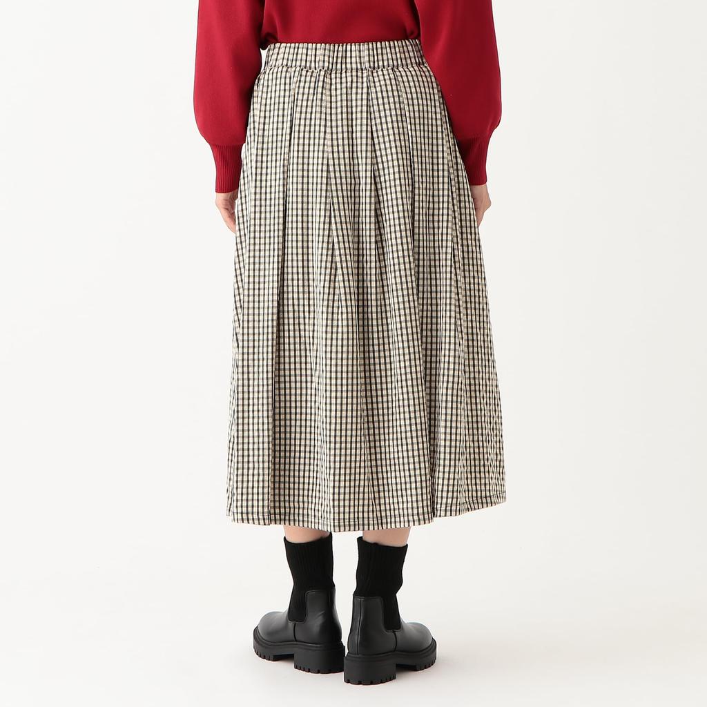 Afternoon Tea Living Skirt JG71 Check Tuck Skirt, Ivory