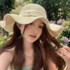 WTEMPO Lace Bow Pearls Solid Color Spring Summer Foldable Sunscreen Straw Hats Wide Brim Travel Beach Breathable Sun Hats