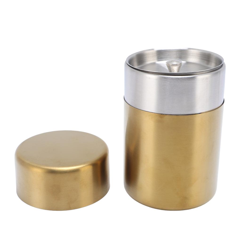 Tea Canister Gold 304 Stainless Steel Sealed Damp Proof Coffee Sugar Tea Leaf Jar