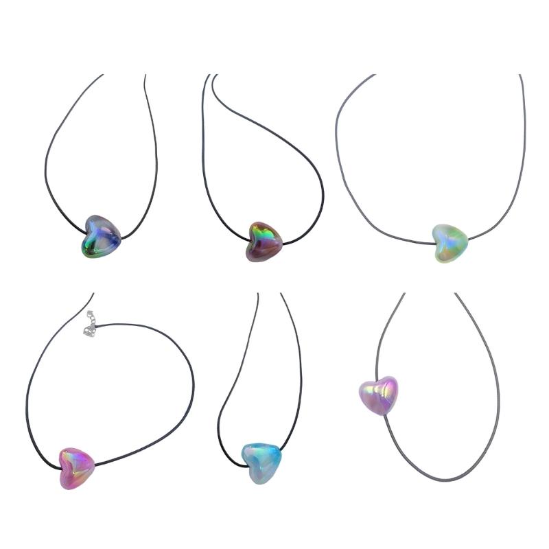 Sweet Heart Pendant Necklace Silver Heart Necklace Fashion Jewelry Women Y2K Gradient Heart Choker Fashion Decoration