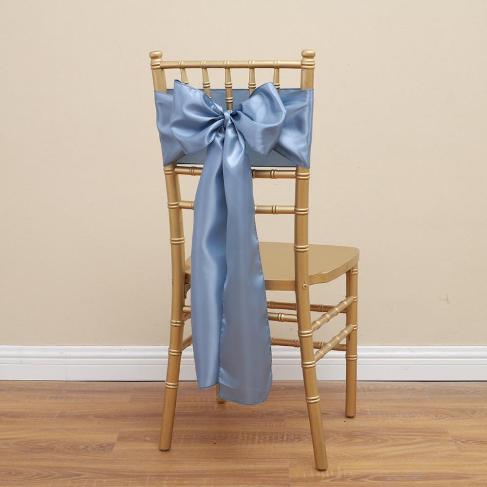 5pcs Vintage Bow Chair Cover 275cm Chair Back Ribbon Satin Wedding Chair Sashes  Baby Shower
