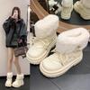 Women's Hairy Mouth Two Wear Fashion Lightweight Winter Warm Fur One Snow Boots Padded Lining Non-slip Casual Sports Martin Cotton Boots