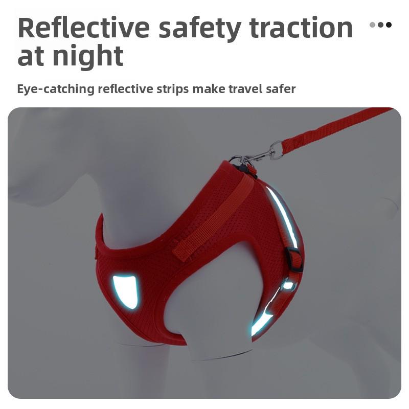 Pet Chest and Back Strap Vest Dog Leash, Small and Medium-sized Bichon Frise Dog Leash, Retractable Reflective Night Walking Breathable
