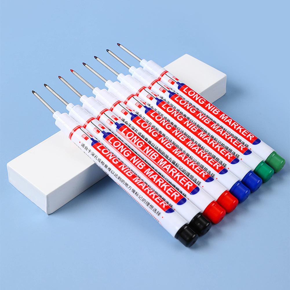 4pcs Long Nose Deep Hole Marker Pen,20mm Deep-Reach Markers Waterproof Drill Hole Long Nib Marker Carpenters Pens For Arts Craft