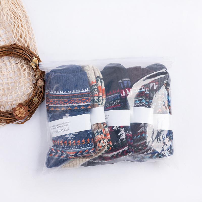 5 Pairs of Men's Winter New Thickened Warm Ethnic Wind Rabbit Wool Socks